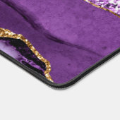 Paarse Gouden Glitter Desk Mat met Aangepaste Naam (Hoek)