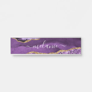 Paarse Gouden Glitter Deur Bord met Aangepaste Naa Deurbordje