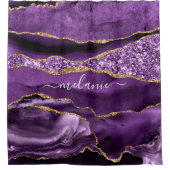 Paarse Gouden Glitter Douchegordijn Aangepaste Naa (Voorkant)