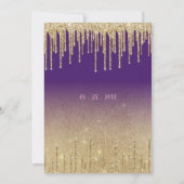 Paarse gouden glitter druppels script MR MRS bruil Kaart (Achterkant)