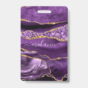 Paarse Gouden Glitter Fonkelende Speld met Aangepa Badge