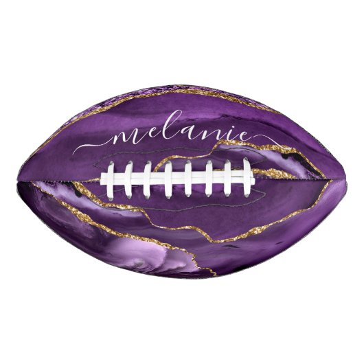 Paarse Gouden Glitter Football met Aangepaste Naam (Voorkant)