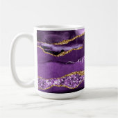 Paarse Gouden Glitter Geode Aangepaste Naam Koffie Koffiemok (Links)