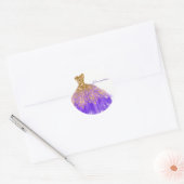 Paarse & Gouden Glitter Glam Jurk Verjaardagsfeest Ronde Sticker (Envelop)