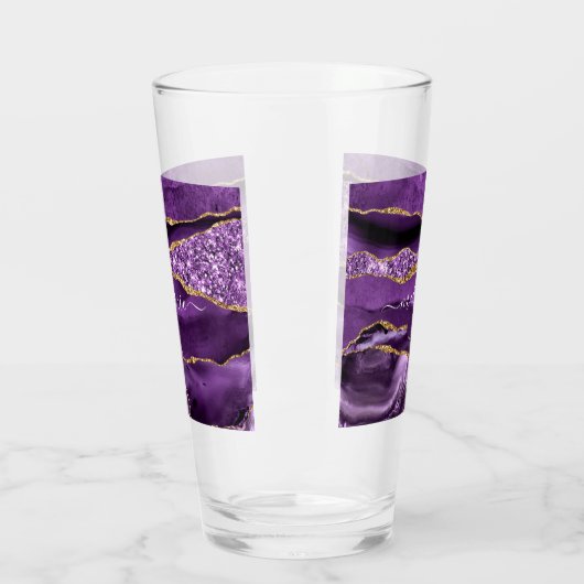 Paarse Gouden Glitter Glas met Aangepaste Naam (Links)