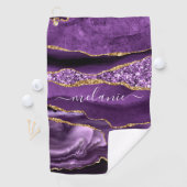 Paarse Gouden Glitter Golfhanddoek met Aangepaste  (Insitu)