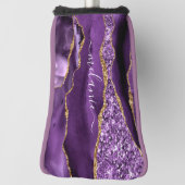 Paarse Gouden Glitter Golfkop Hoesje Custom Name Golfheadcover (Draai 90)