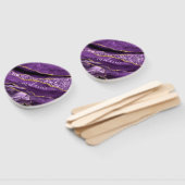 Paarse Gouden Glitter Handventilator met Aangepast Handwaaier (Niet-gemonteerd)