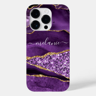 Paarse Gouden Glitter iPhone Case Gift Custom Naam