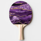 Paarse Gouden Glitter Jouw naam Ping Pong Paddle Tafeltennisbatje (Achterkant)
