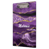 Paarse Gouden Glitter Klembord met Aangepaste Naam (Links)