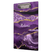 Paarse Gouden Glitter Klembord met Aangepaste Naam (Links)