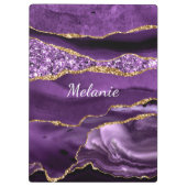 Paarse Gouden Glitter Klembord met Aangepaste Naam (Achterkant)