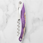 Paarse Gouden Glitter Kurkentrekker met Aangepaste (Voorkant)