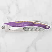 Paarse Gouden Glitter Kurkentrekker met Aangepaste (Voorkant)