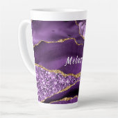 Paarse Gouden Glitter Latte Mok met Aangepaste Naa (Linkerhoek)