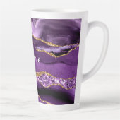 Paarse Gouden Glitter Latte Mok met Aangepaste Naa (Rechts)