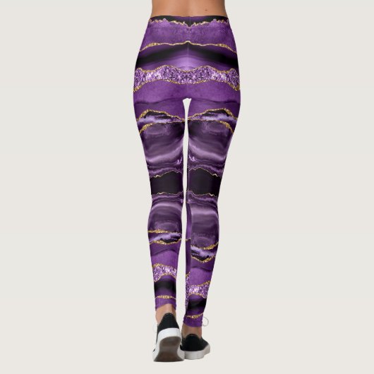 Paarse gouden glitter Leggings (Achterkant)