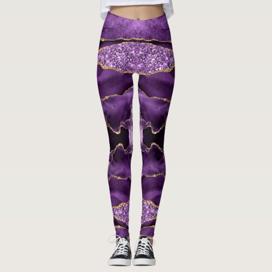 Paarse gouden glitter Leggings (Voorkant)