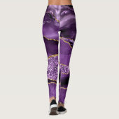 Paarse Gouden Glitter Leggings met Aangepaste Naam (Achterkant)