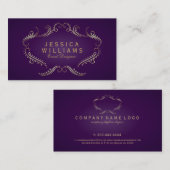 Paarse & Gouden Glitter  Lijst 3 Visitekaartje (Voorkant / Achterkant)