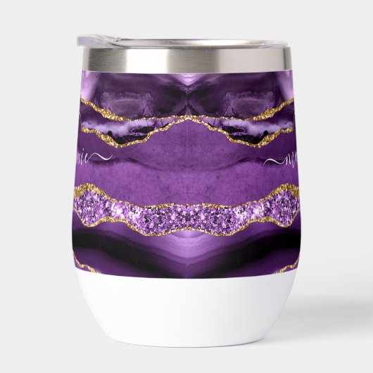 Paarse gouden glitter marmer aangepaste naam (Rechts)