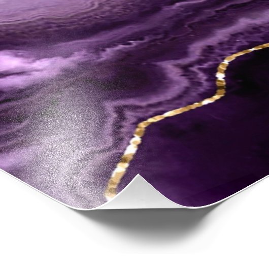 Paarse gouden glitter marmer aangepaste naam foto  foto afdruk (Hoek)