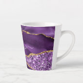 Paarse Gouden Glitter Marmer Aangepaste Naam Latte Mok (Rechts)