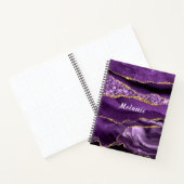 Paarse Gouden Glitter Marmer Aangepaste Naam Notit Notitieboek (Binnen)