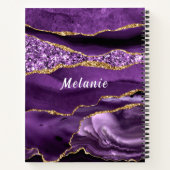 Paarse Gouden Glitter Marmer Aangepaste Naam Notit Notitieboek (Achterkant)