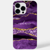 Paarse gouden glitter marmeren aangepaste naam iPh Case-Mate iPhone Case (Achterkant)