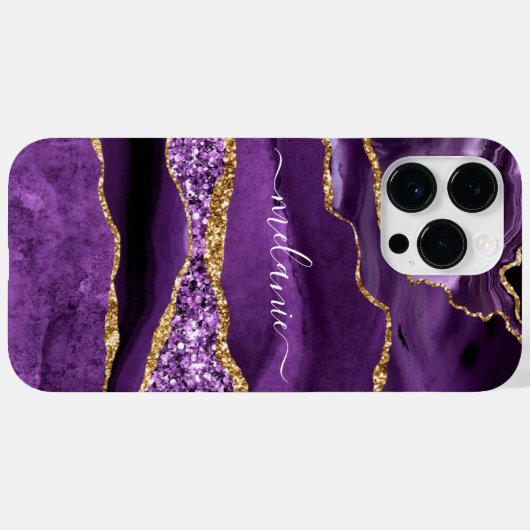 Paarse gouden glitter marmeren aangepaste naam iPh Case-Mate iPhone Case (Achterkant (horizontaal))