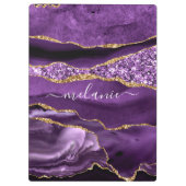 Paarse gouden glitter marmeren aangepaste naam kle klembord (Achterkant)