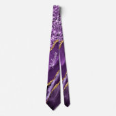 Paarse gouden glitter marmeren aangepaste naam Str Stropdas (Voorkant)