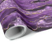 Paarse gouden glitter marmeren cadeaupapier (Rol Hoek)