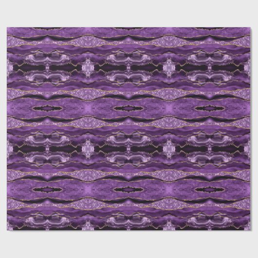 Paarse gouden glitter marmeren cadeaupapier (Vlak)