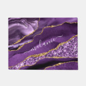 Paarse Gouden Glitter Marmeren Custom Naam Doormat Deurmat (Voorkant)