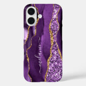 Paarse Gouden Glitter Marmeren iPhone Case Aangepa (Achterkant)