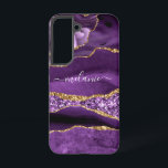 Paarse gouden glitter marmeren Jouw naam gepersona Samsung Galaxy Hoesje<br><div class="desc">Samsung Galaxy-Hoesjes of iPhone-hoesjes met Agaat Paarse Violet Gouden Glitter Geode Aangepaste Naam Sparkle Marmer Gepersonaliseerde Verjaardag - Jubileum- of huwelijkscadeau / Suppliest - Jouw naam toevoegen - Tekst of Verwijderen - Maak uw speciale cadeau - Formaat wijzigen en verplaatsen of verwijderen en tekst / elementen toevoegen met aanpassingsgereedschap. Ontwerp...</div>