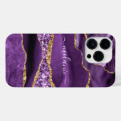 Paarse Gouden Glitter Marmeren Jouw naam iPhone Ca iPhone Hoesje (Achterkant horizontaal)