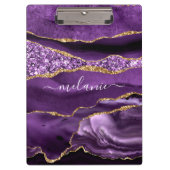 Paarse Gouden Glitter Marmeren Klembord Aangepaste (Voorkant)
