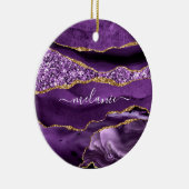 Paarse Gouden Glitter Marmeren Ornament Custom Nam (Rechts)