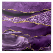 Paarse gouden Glitter Marmeren Sparkle Keramische  Tegeltje (Voorkant)