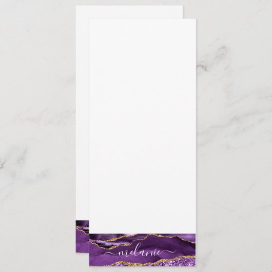 Paarse Gouden Glitter Menu met Aangepaste Naam Tek (Voorkant / Achterkant)