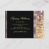Paarse Gouden Glitter Monogram Zwart Lila Rand Visitekaartje (Achterkant)
