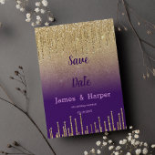 Paarse gouden glitter ombre druppelzeep Save the D Kaart