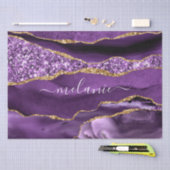 Paarse Gouden Glitter Op Maat Gemaakte Naam Tissue Tissuepapier (Craft)