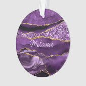 Paarse Gouden Glitter Ornament Persoonlijke Naam (voorkant)