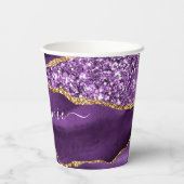 Paarse Gouden Glitter Papier Cups Aangepaste Naam  Papieren Bekers (Achterkant)