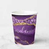 Paarse Gouden Glitter Papier Cups Aangepaste Naam  Papieren Bekers (Links)